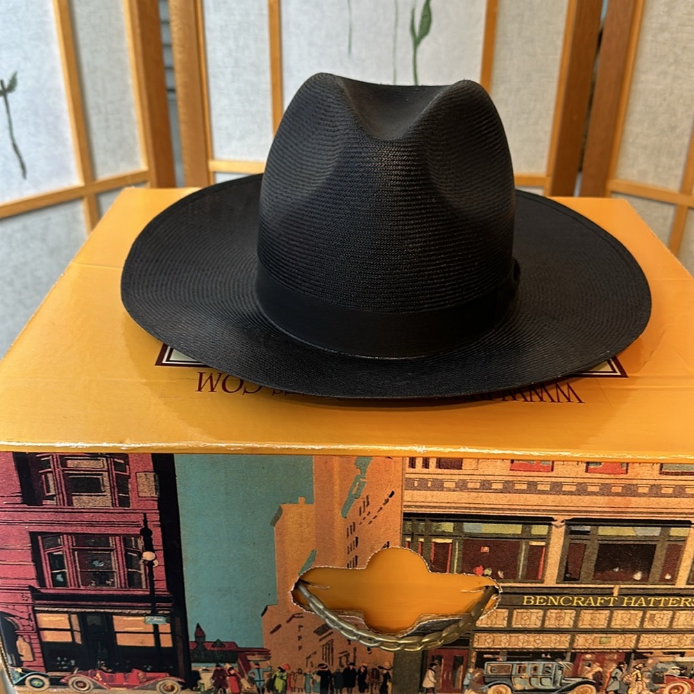 Tesi Italy Lightweight Fedora Hat Black - Size 56/ USA 6/ UK 6 1/8 w/storage box